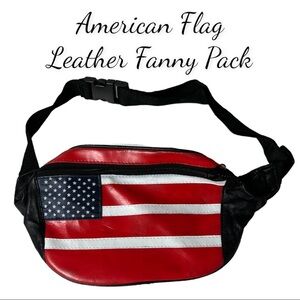 Vintage 90’s Genuine Leather American Flag Large Fanny Pack/Belt Bag